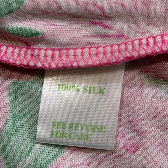 Lilly Pulitzer Silk Dress Daiquiri Pink Green Floral Print Tie Waist Size 10 - Picture 7 of 10